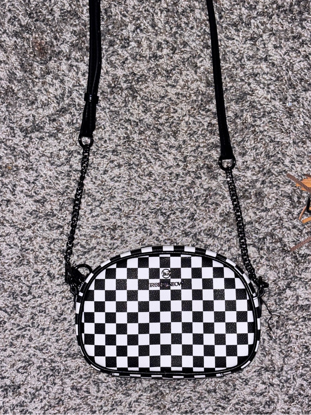 Iris&Rainbow Balck and white checkered print small crossbody clutch style